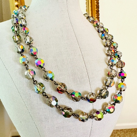 Vintage Deco Iridescent Borealis Bead Necklace - Picture 8 of 12